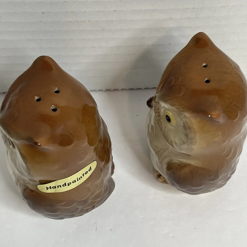 Vintage 1983 Otagiri Owl Salt And Pepper Shakers Japan Handpainted Super Cute